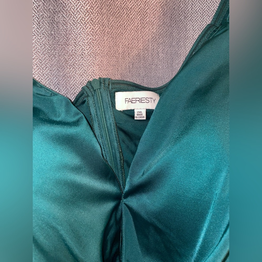 Faeriesty Off Shoulder Ruched Slit Formal Gown- Plus Size - Picture 3 of 7